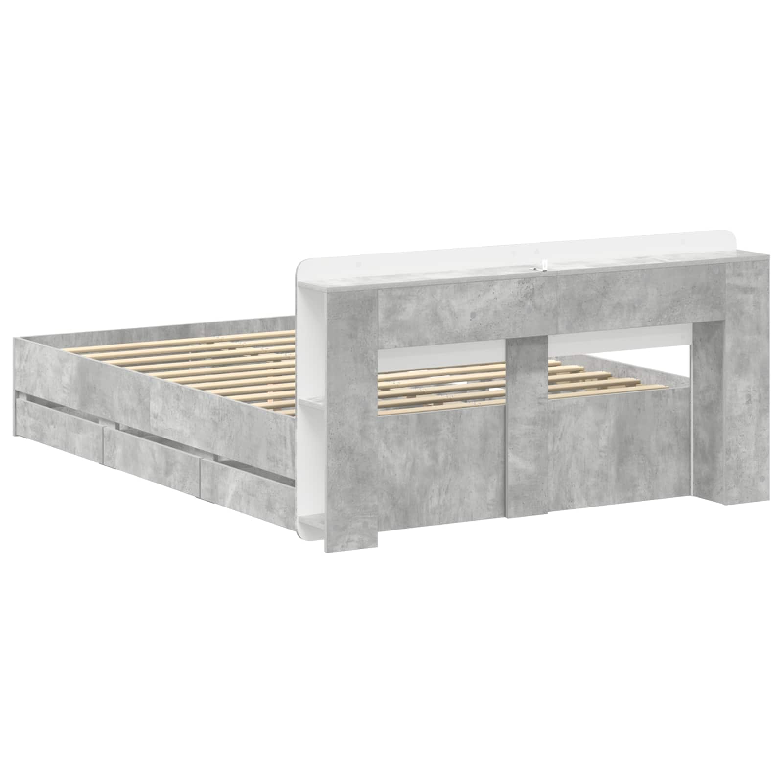 Okvir kreveta s pohranom s ladicama Betonska siva 150 x 200 cm