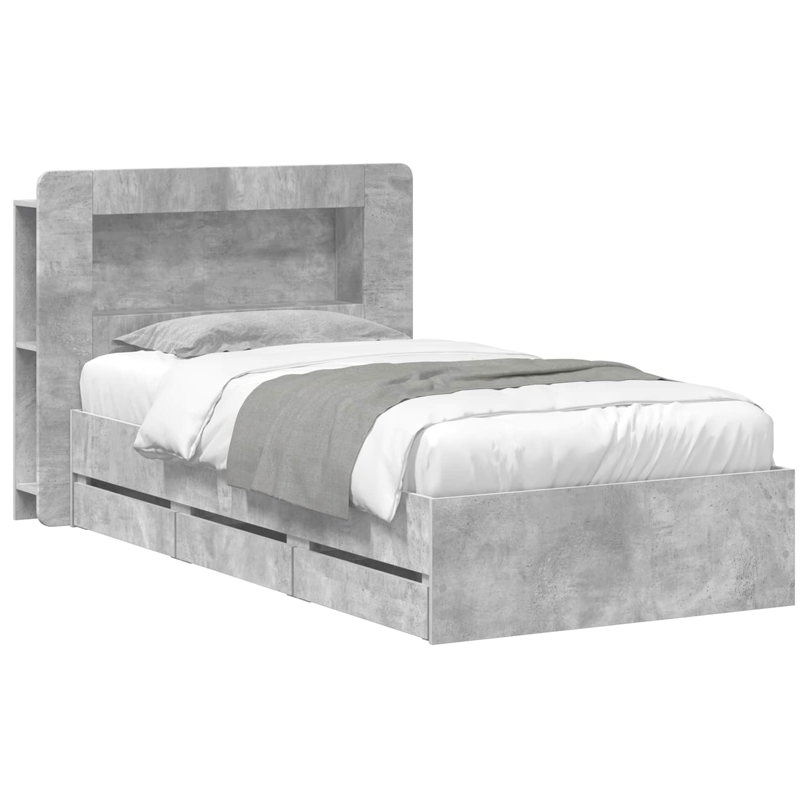 Okvir kreveta s pohranom s uzglavljem Betonska siva 80 x 200 cm