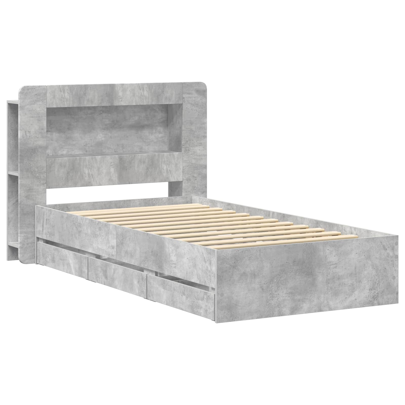 Okvir kreveta s pohranom s uzglavljem Betonska siva 80 x 200 cm