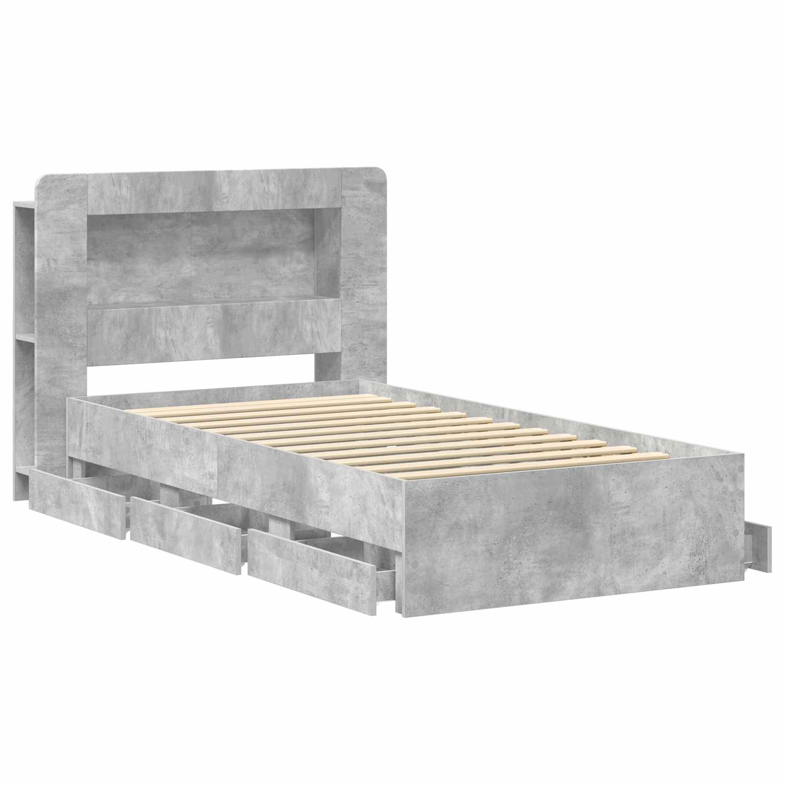 Okvir kreveta s pohranom s uzglavljem Betonska siva 80 x 200 cm
