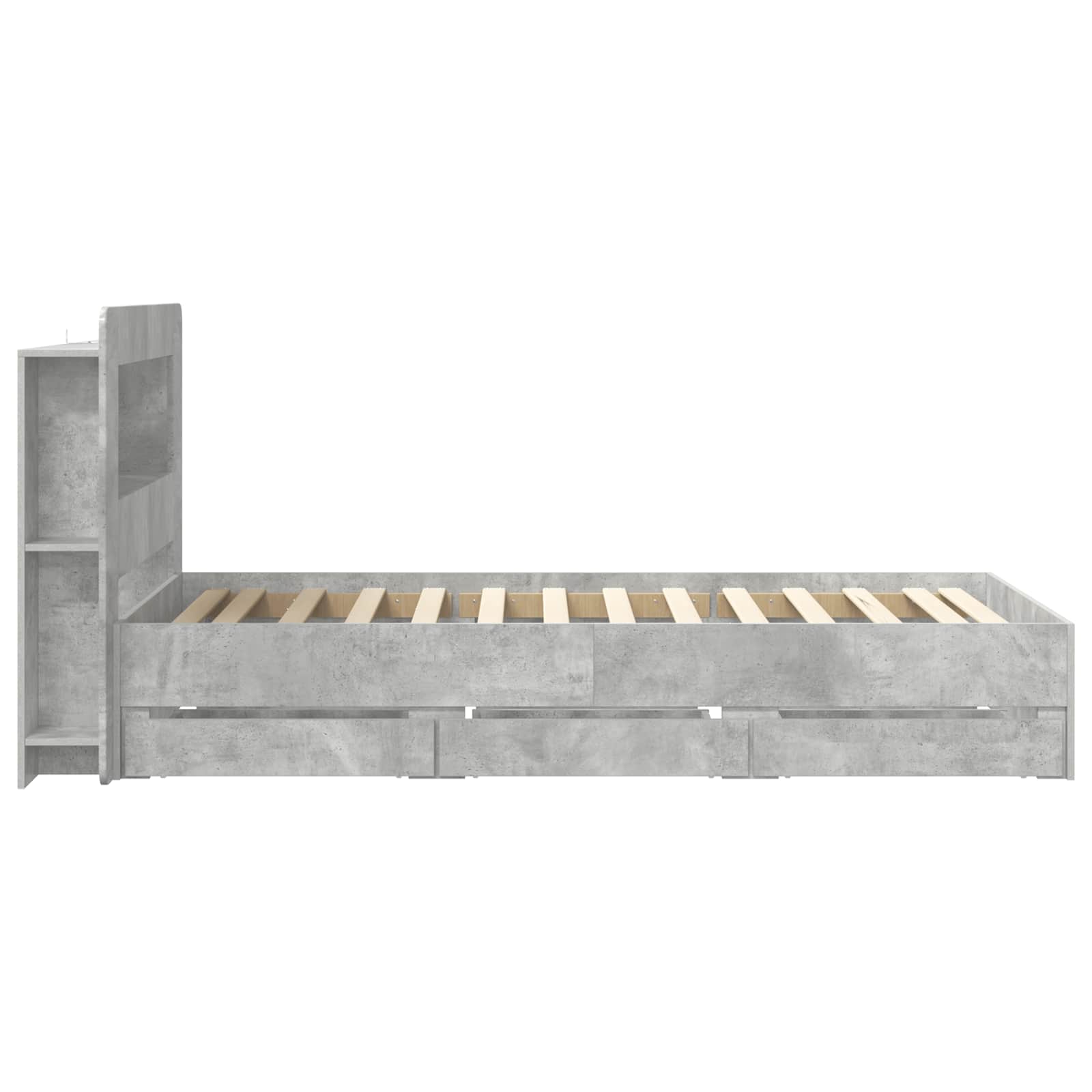 Okvir kreveta s pohranom s uzglavljem Betonska siva 80 x 200 cm