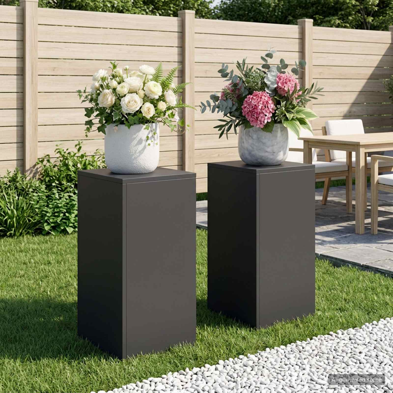 Stalak za biljke 2 pcs Crna 30 x 30 x 60 cm Čelik