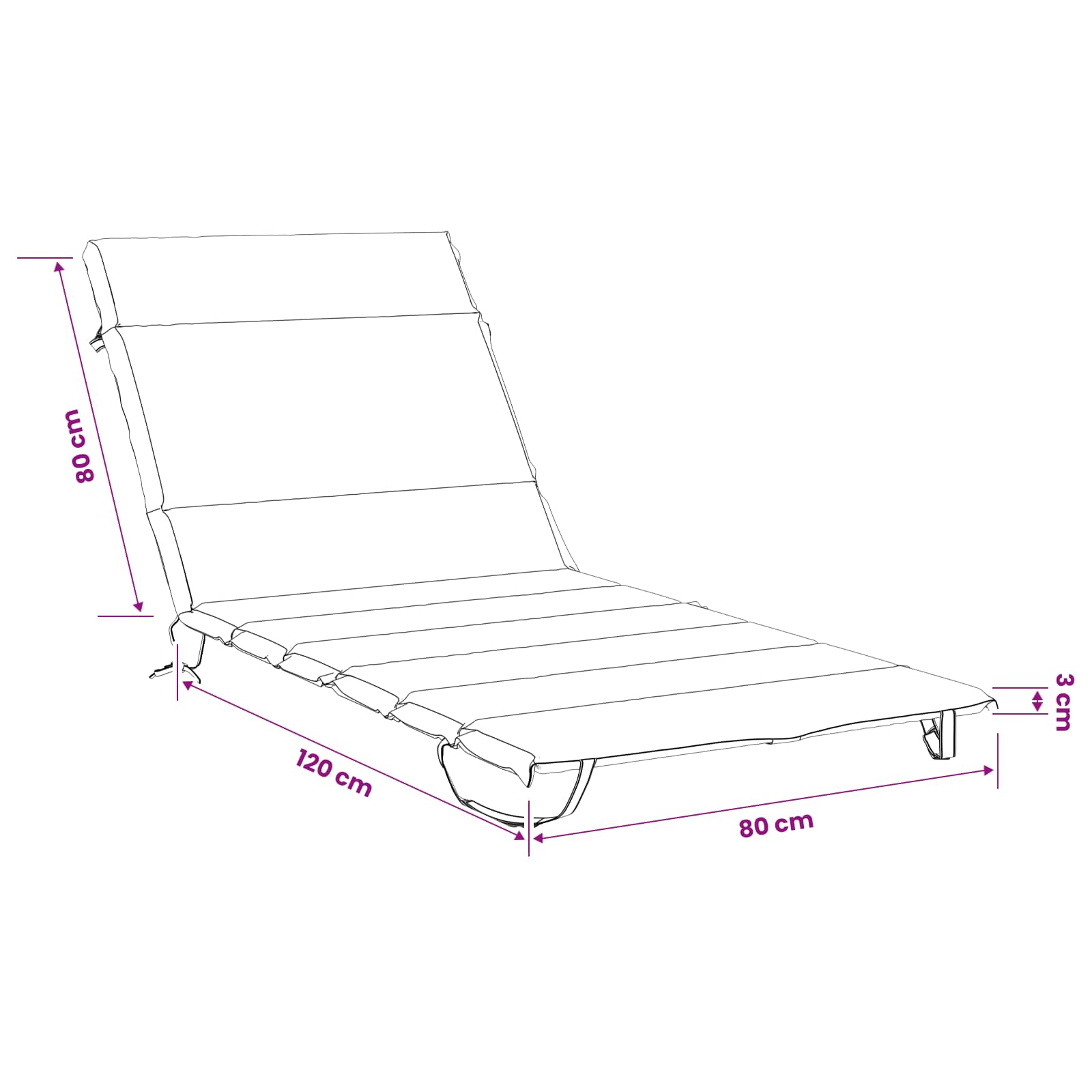 Jastučić za ležaljku GEMERT 100% poliester Crna 200 x 80 x 3 cm