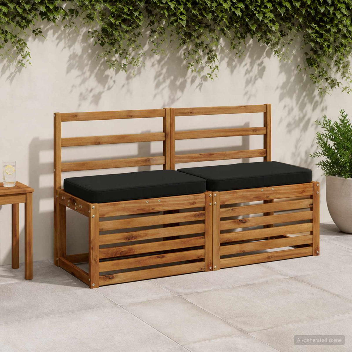 Jastučići za klupe - 2 dijela VUGHT 2 pcs 100% poliester Crna