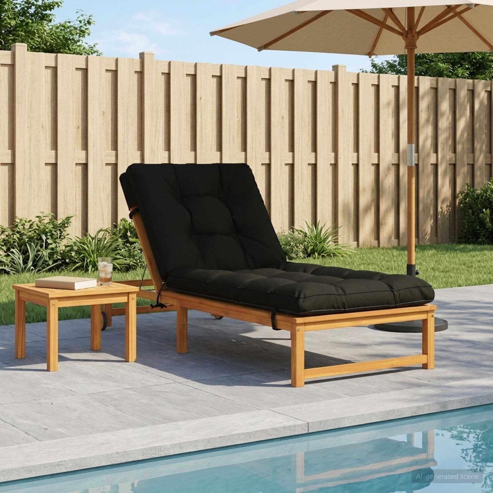 Jastučić za ležaljku VIANEN 100% poliester Crna 200 x 70 x 8 cm