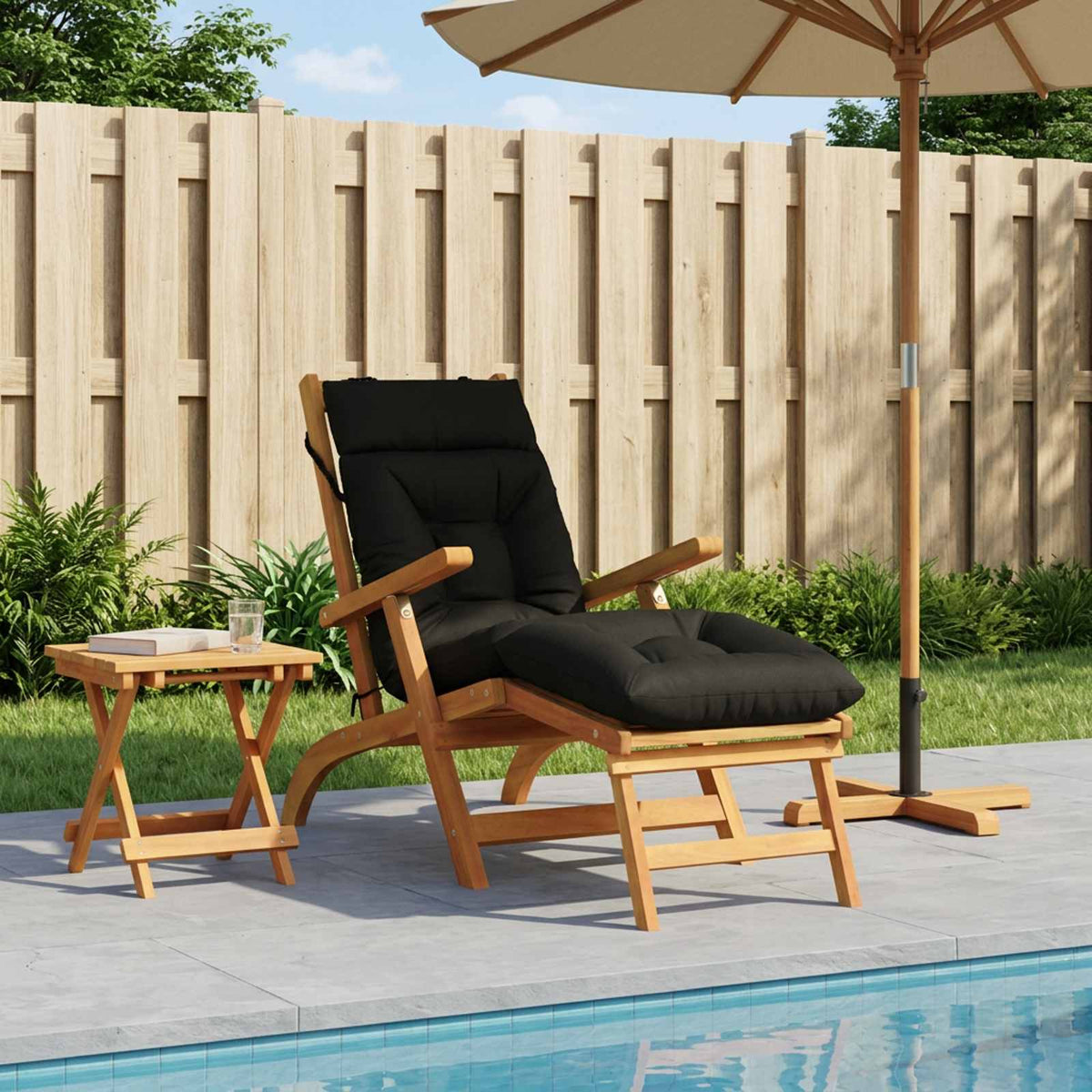 Jastučić za ležaljku VIANEN 100% poliester Crna 200 x 60 x 8 cm