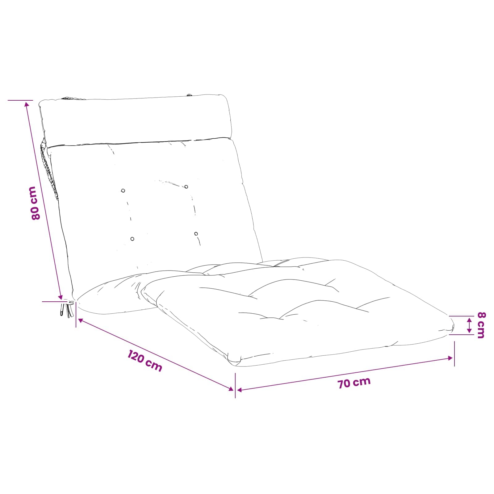 Jastučić za ležaljku VIANEN 100% poliester Crna 200 x 70 x 8 cm