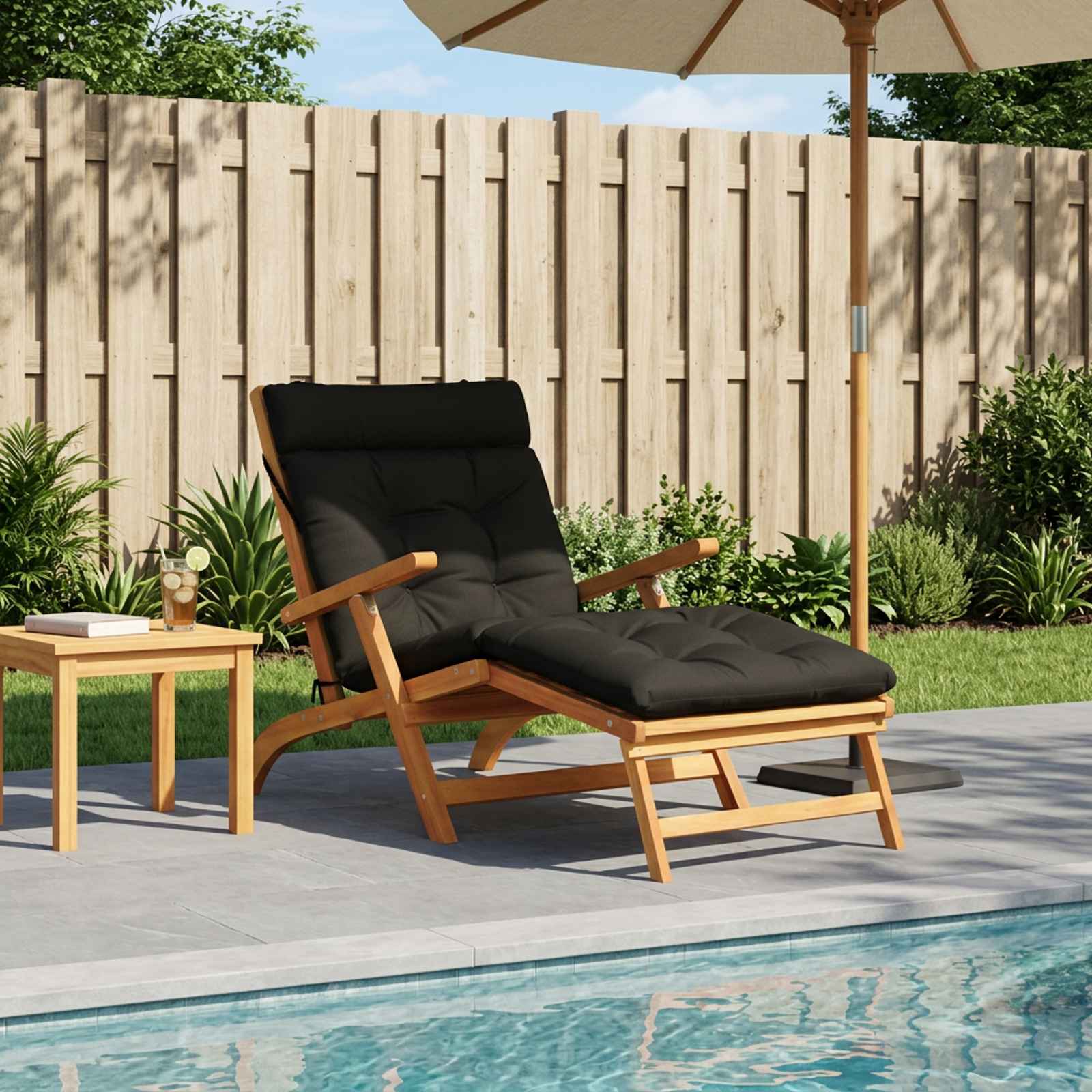 Jastučić za ležaljku VIANEN 100% poliester Crna 200 x 70 x 8 cm