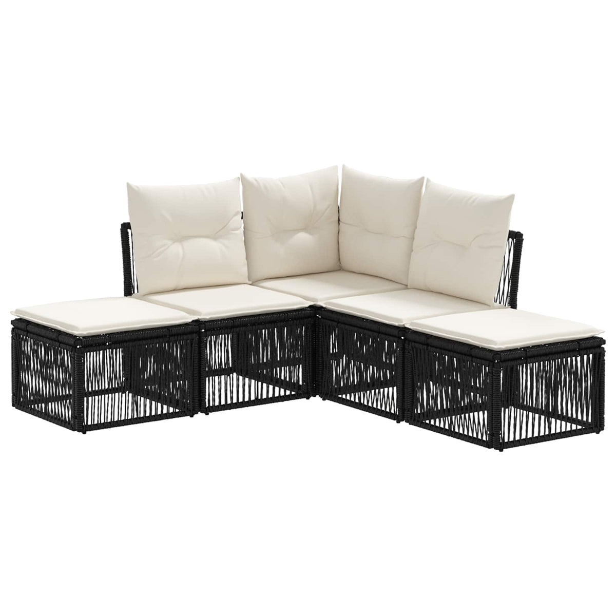 Sjedeća garnitura za vrt 5 kom. Crna poliratan 62 x 62 x 70 cm