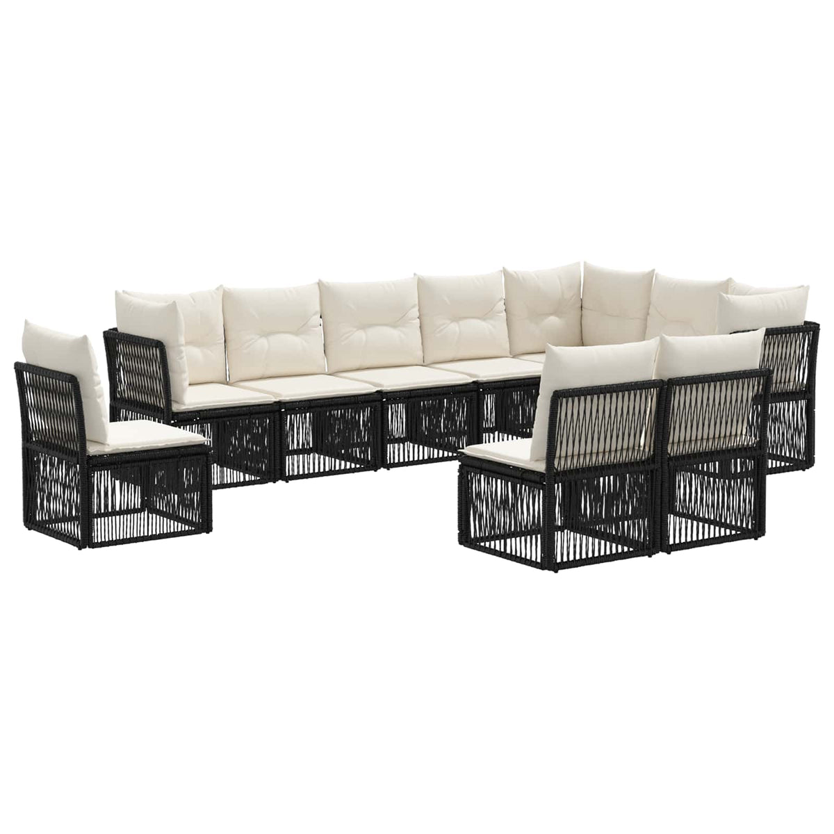 Sjedeća garnitura za vrt 10 kom. Crna poliratan 62 x 62 x 70 cm