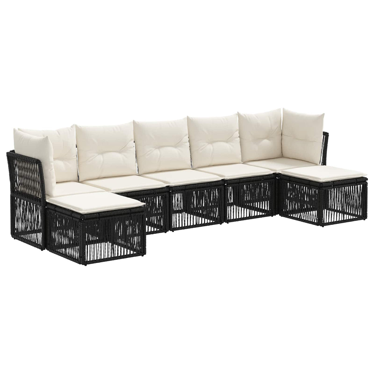 Sjedeća garnitura za vrt 7 kom. Crna poliratan 62 x 62 x 70 cm