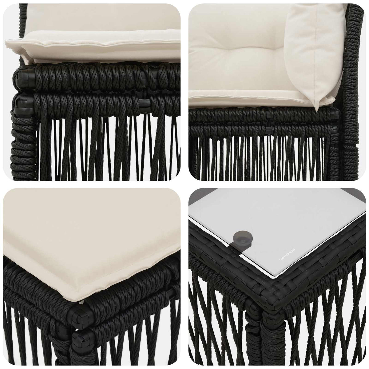 Sjedeća garnitura za vrt 14 pcs Crna poliratan