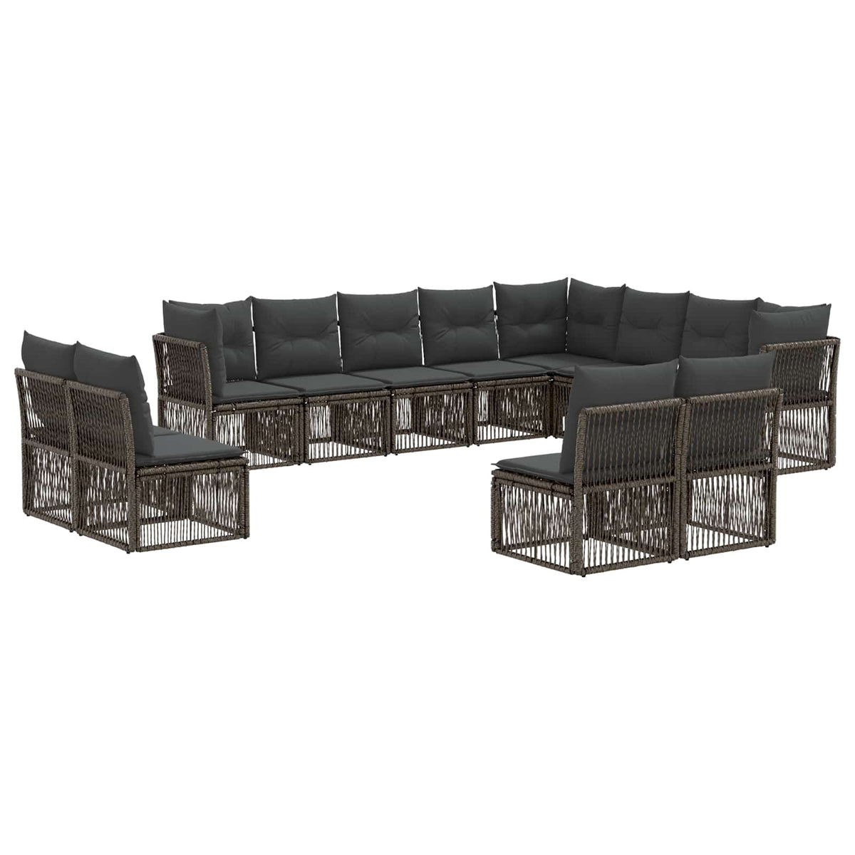 Sjedeća garnitura za vrt 12 kom. Siva poliratan 62 x 62 x 70 cm