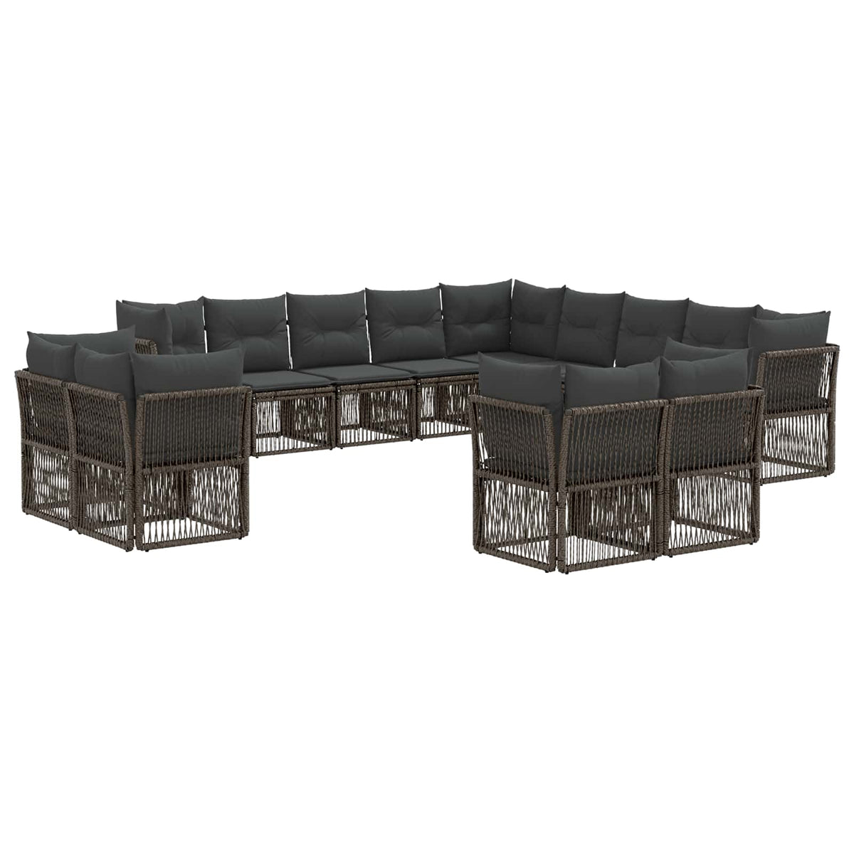 Sjedeća garnitura za vrt 13 kom. Siva poliratan 62 x 62 x 70 cm
