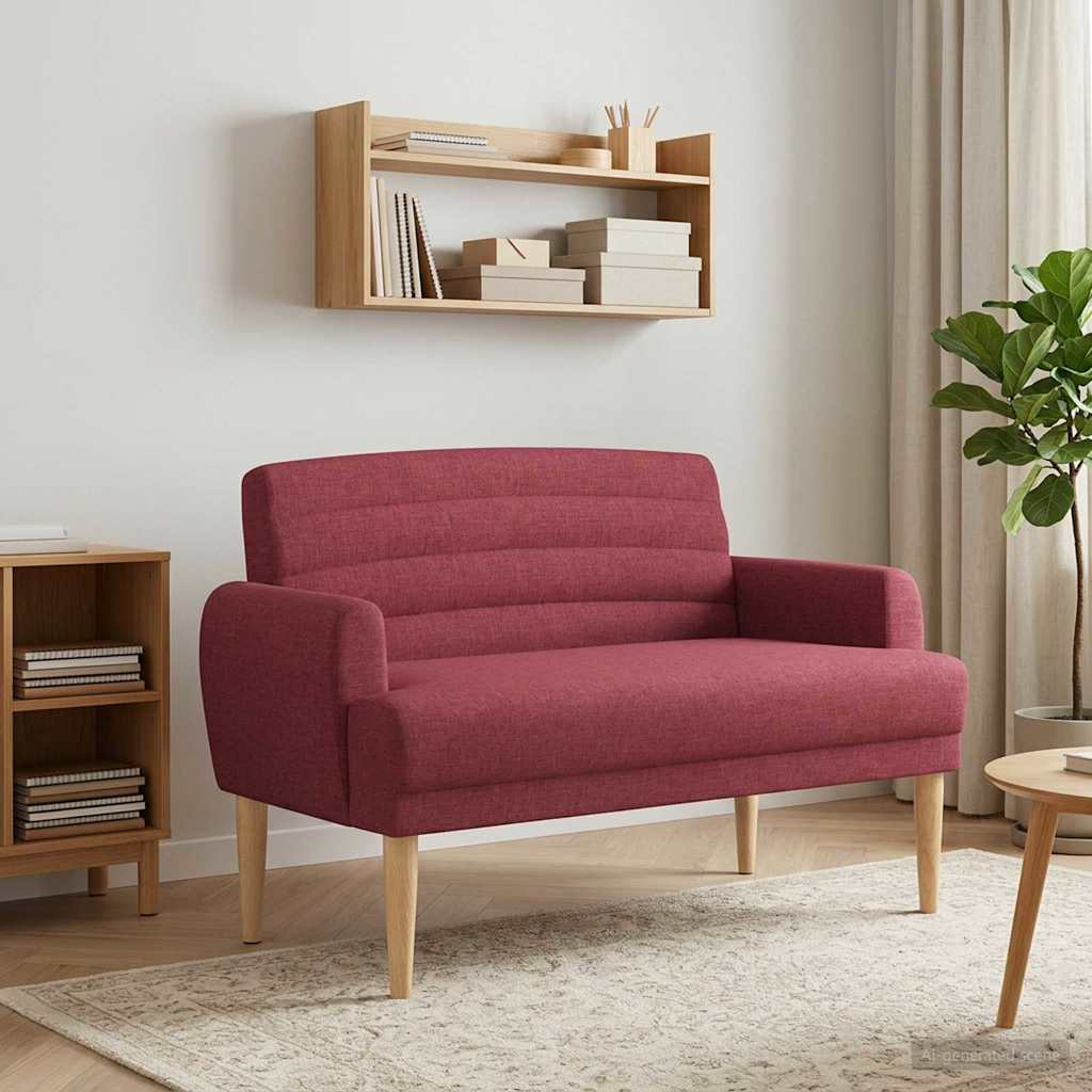 Ljubavni kauč s gumbima Vinska crvena 116 x 67 x 80 cm Tkanina