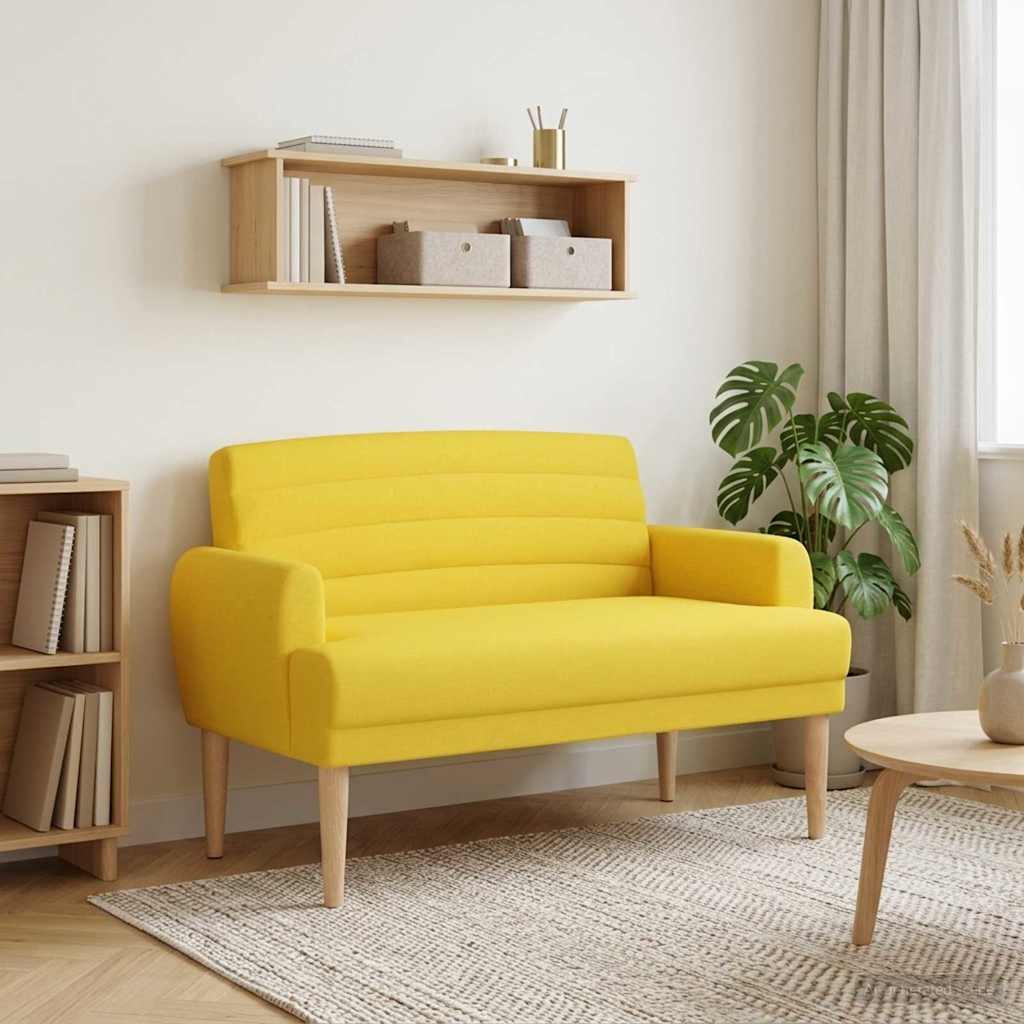 Ljubavni kauč s gumbima Svijetlo žuta 116 x 67 x 80 cm Tkanina