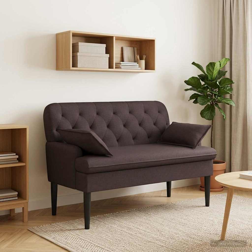 Ljubavni kauč s gumbima Tamno smeđa 111 x 68 x 80 cm Tkanina