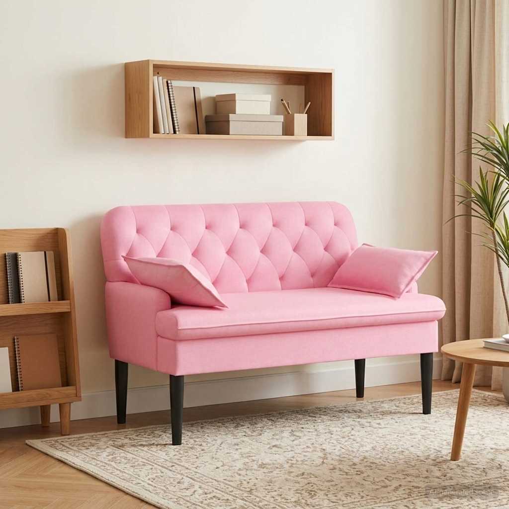 Ljubavni kauč s gumbima Ružičasta 111 x 68 x 80 cm Tkanina
