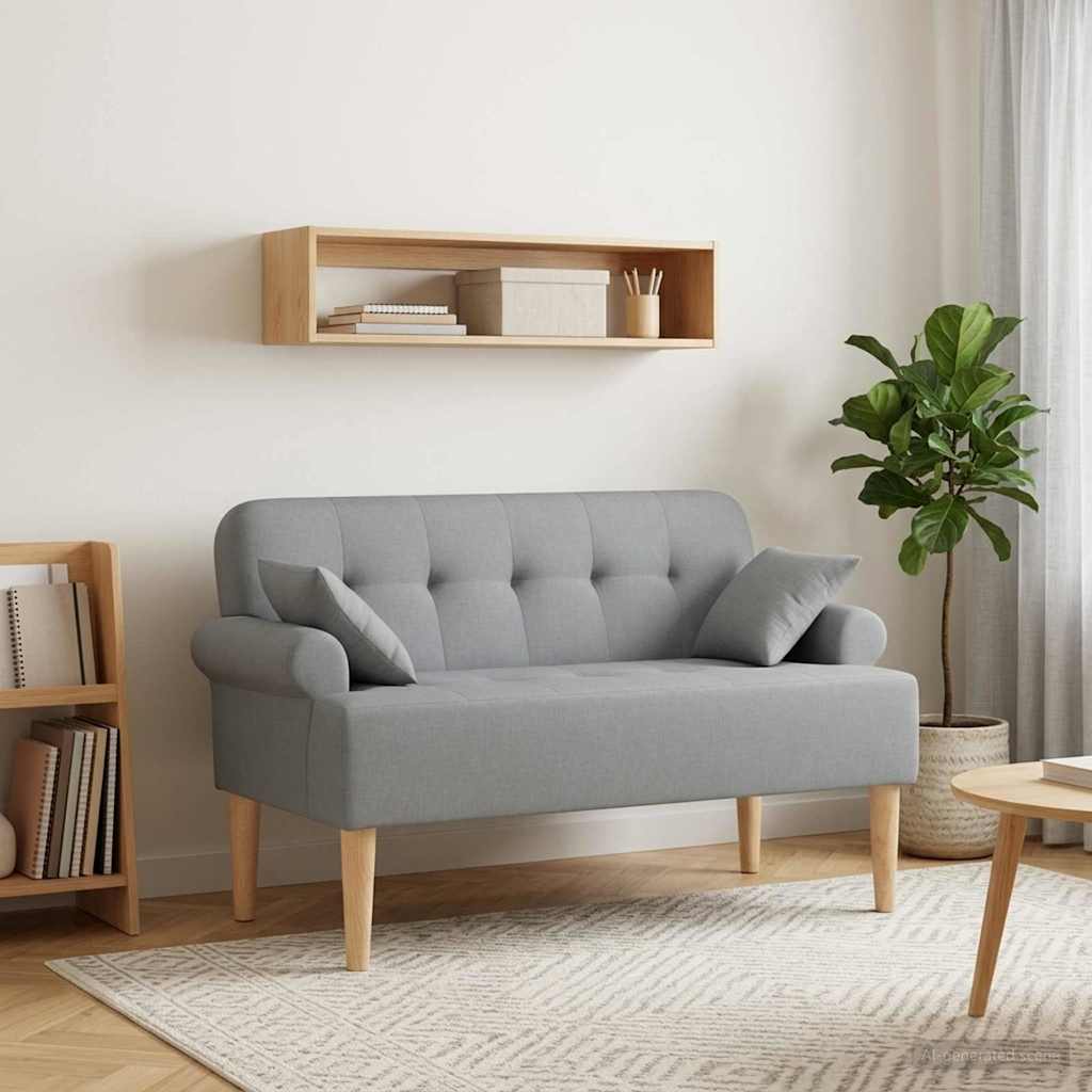 Ljubavni kauč s gumbima Svjetlosiva 120 x 65 x 79 cm Tkanina