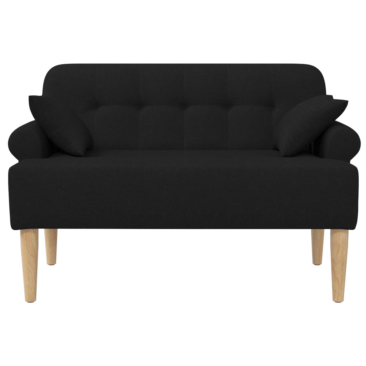 Ljubavni kauč s gumbima Crna 120 x 65 x 79 cm Tkanina