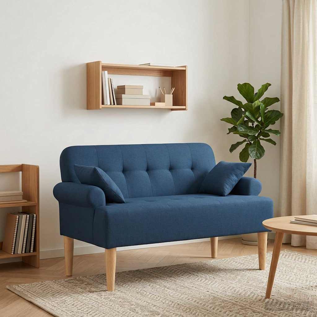 Ljubavni kauč s gumbima Plava 120 x 65 x 79 cm Tkanina