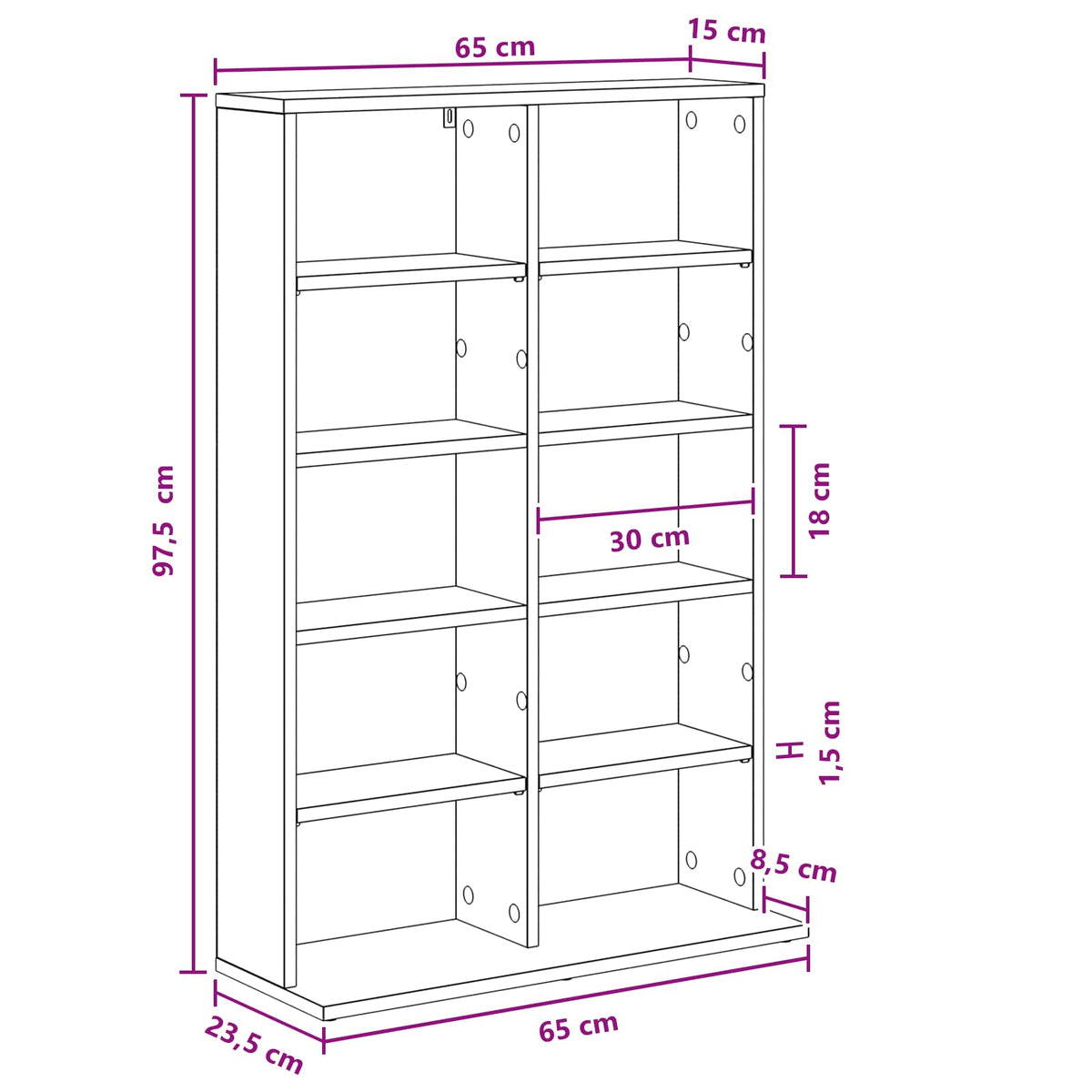 CD ormar Crni hrast 65 x 23,5 x 97,5 cm Konstruirano drvo