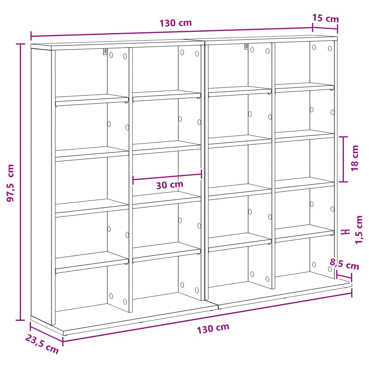 CD ormar 2 kom. Hrast sonoma 65 x 23,5 x 97,5 cm