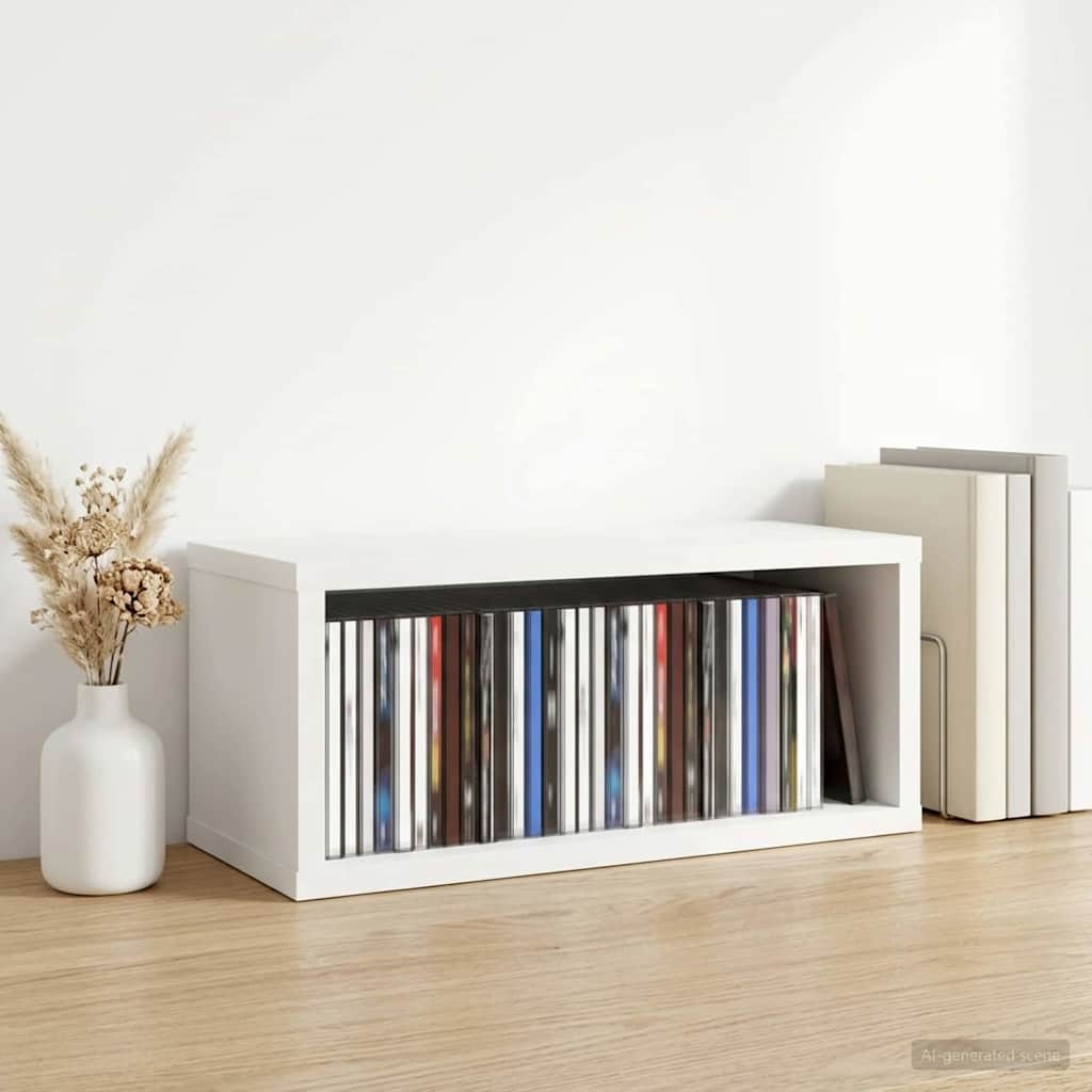 Stalak za CD-ove Bijela 40 x 17 x 17 cm Konstruirano drvo