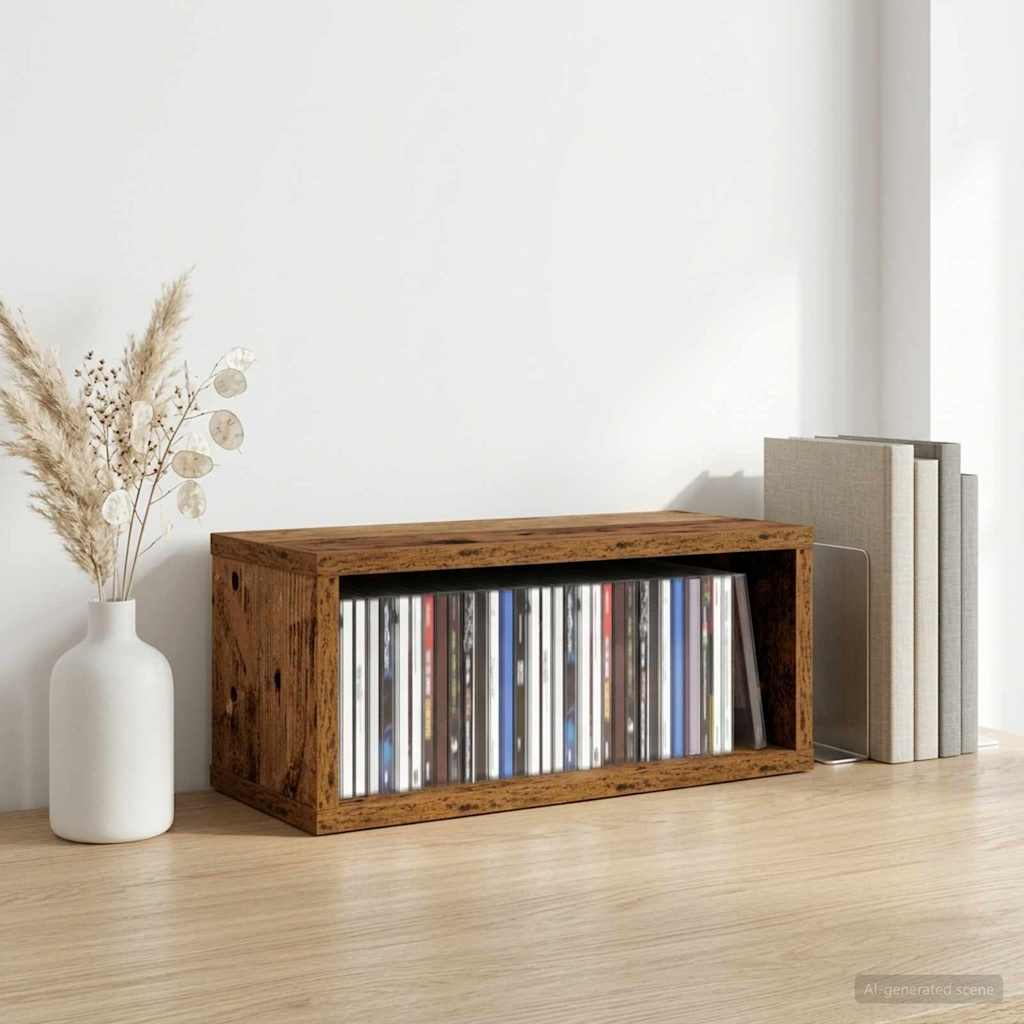 Stalak za CD-ove Staro drvo 40 x 17 x 17 cm Konstruirano drvo