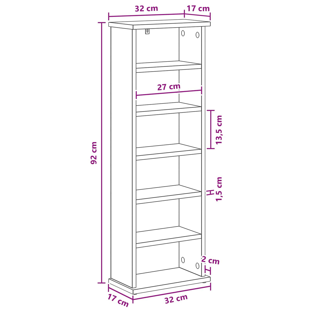 CD ormar Bijela 60 x 17 x 92 cm Konstruirano drvo