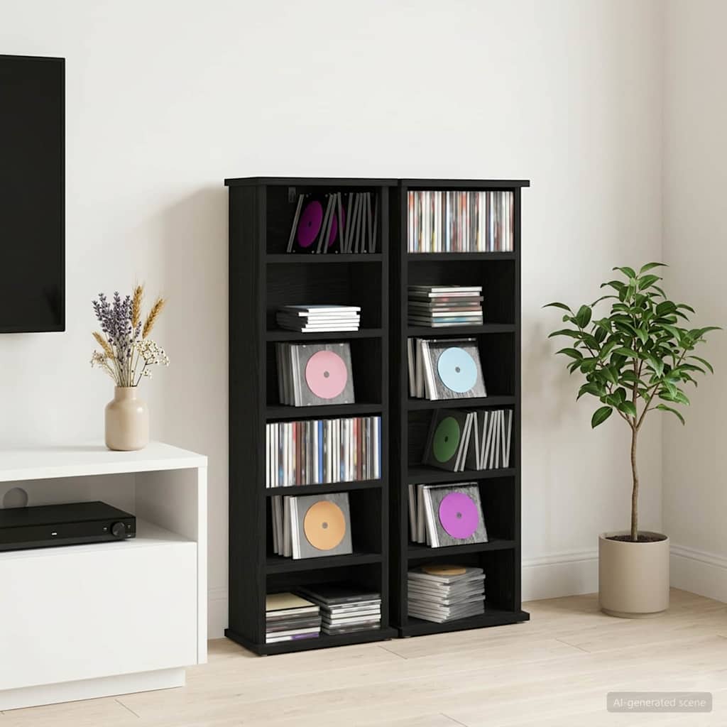 CD ormar 2 kom. Crni hrast 60 x 17 x 92 cm Konstruirano drvo
