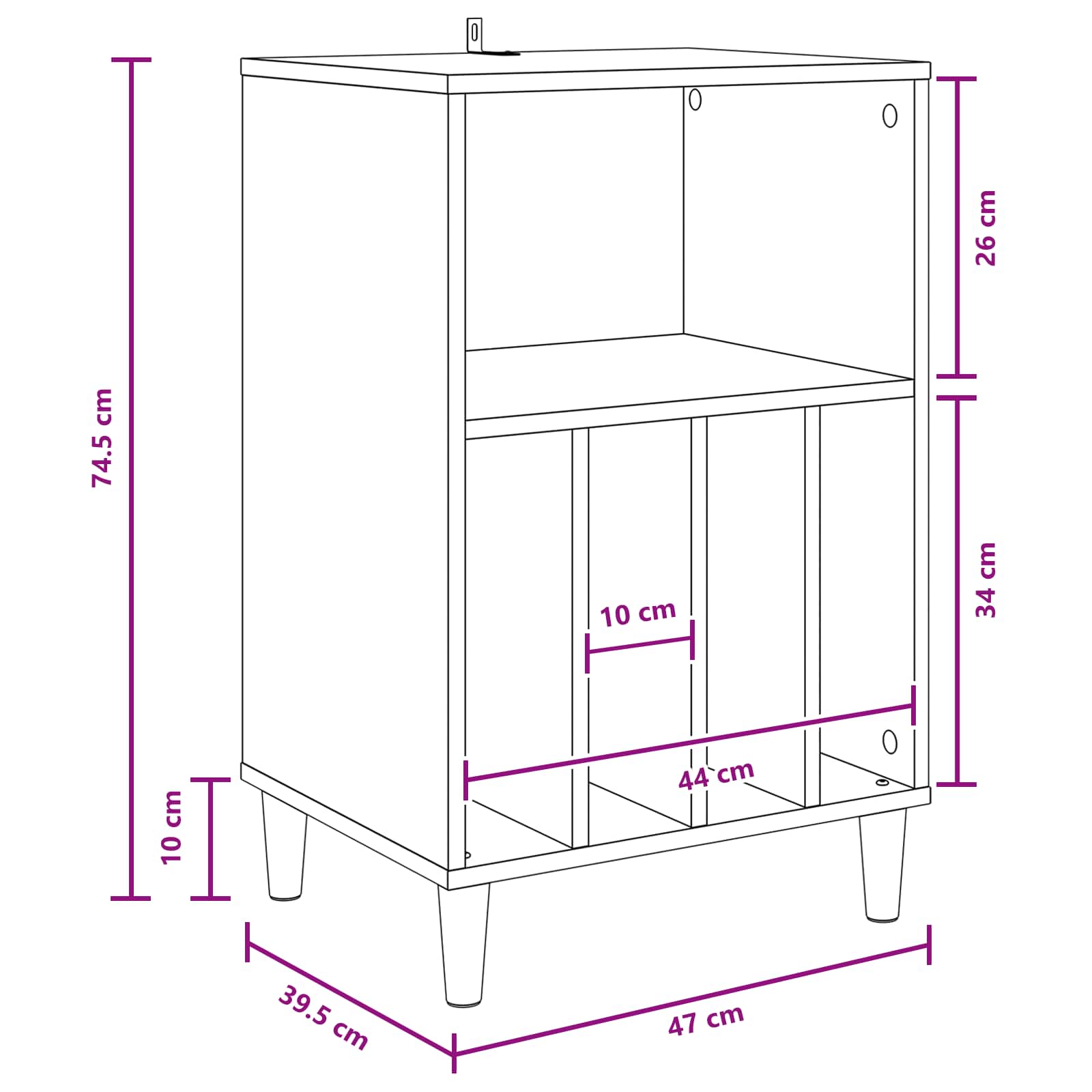 Stalak za gramofon Dimljeni hrast 47 x 39,5 x 74,5 cm