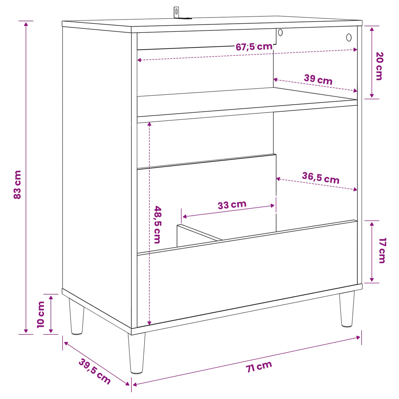 Stalak za gramofon Bijela 71 x 39,5 x 83 cm Konstruirano drvo