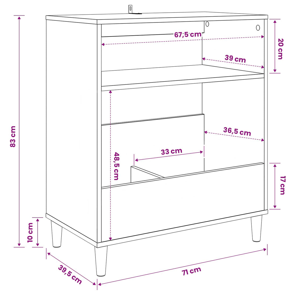 Stalak za gramofon Drvo hrasta 71 x 39,5 x 83 cm