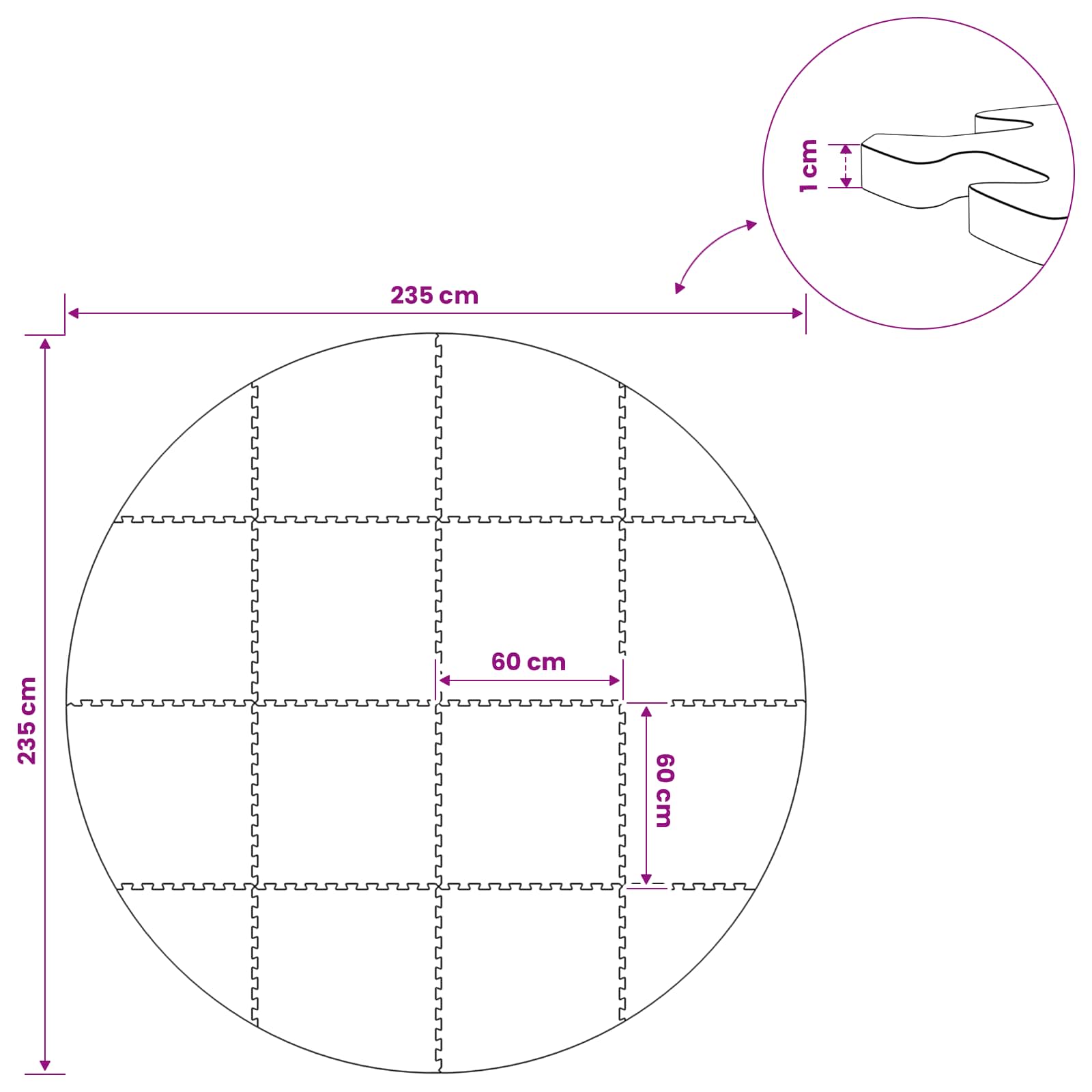 Podloga za bazen 16 kom. Ø 235 cm Kružni EVA pjenasti materijal