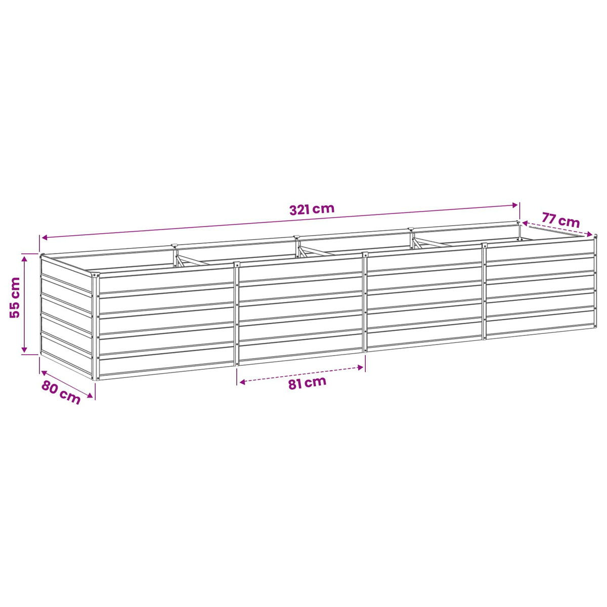 Povišeni vrtni krevet Smeđa 320 x 80 x 55 cm