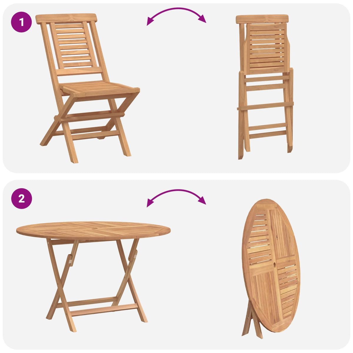 Vrtni set 5 kom. Smeđa Čvrsto teak drvo