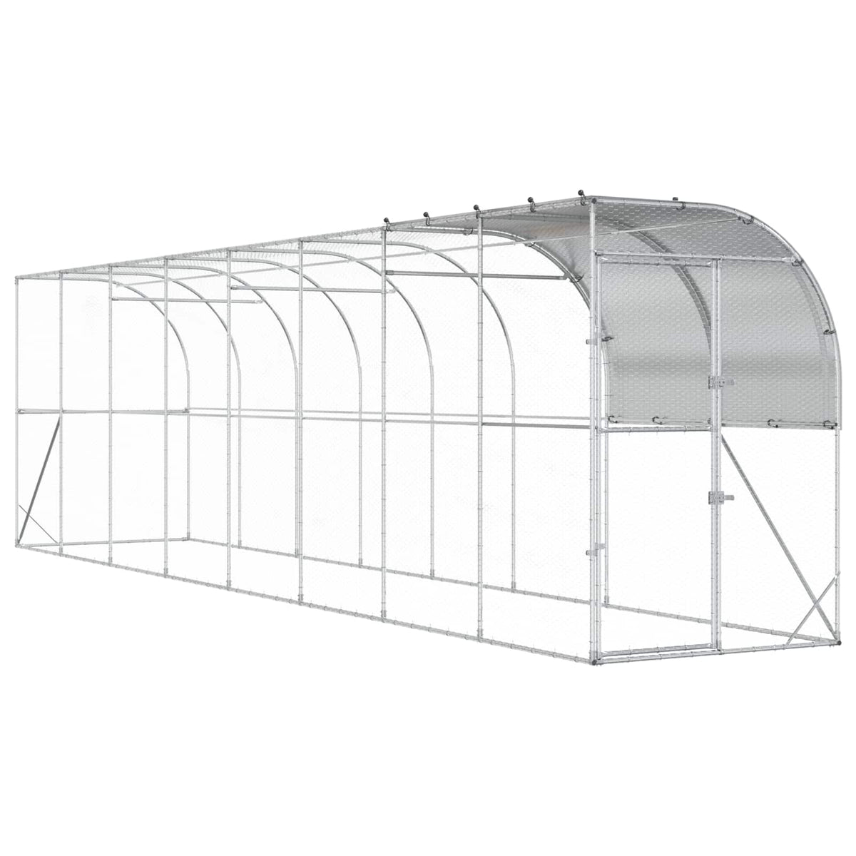 Kavez za piletinu uz zid Srebrna 800 x 150 x 215 cm