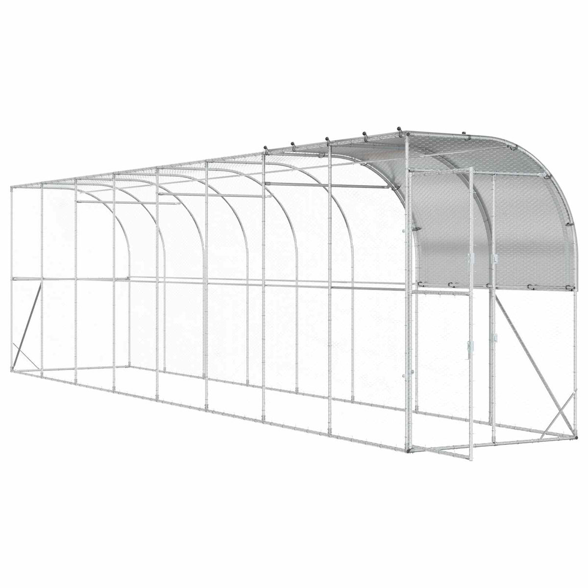 Kavez za piletinu uz zid Srebrna 800 x 150 x 215 cm