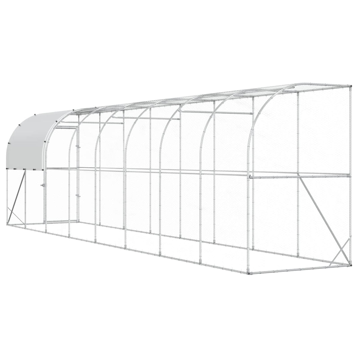 Kavez za piletinu uz zid Srebrna 800 x 150 x 215 cm