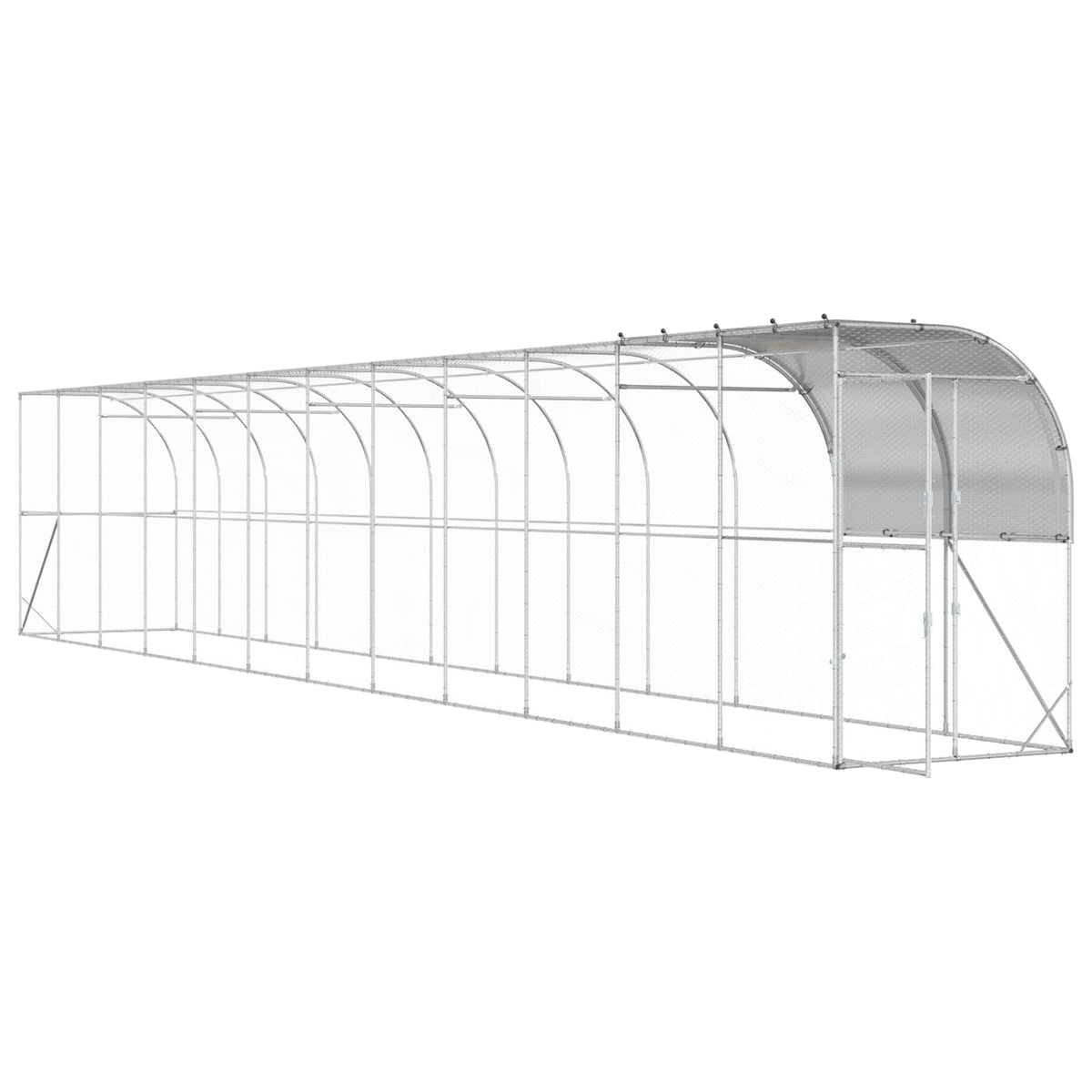 Kavez za piletinu uz zid Srebrna 1200 x 150 x 215 cm