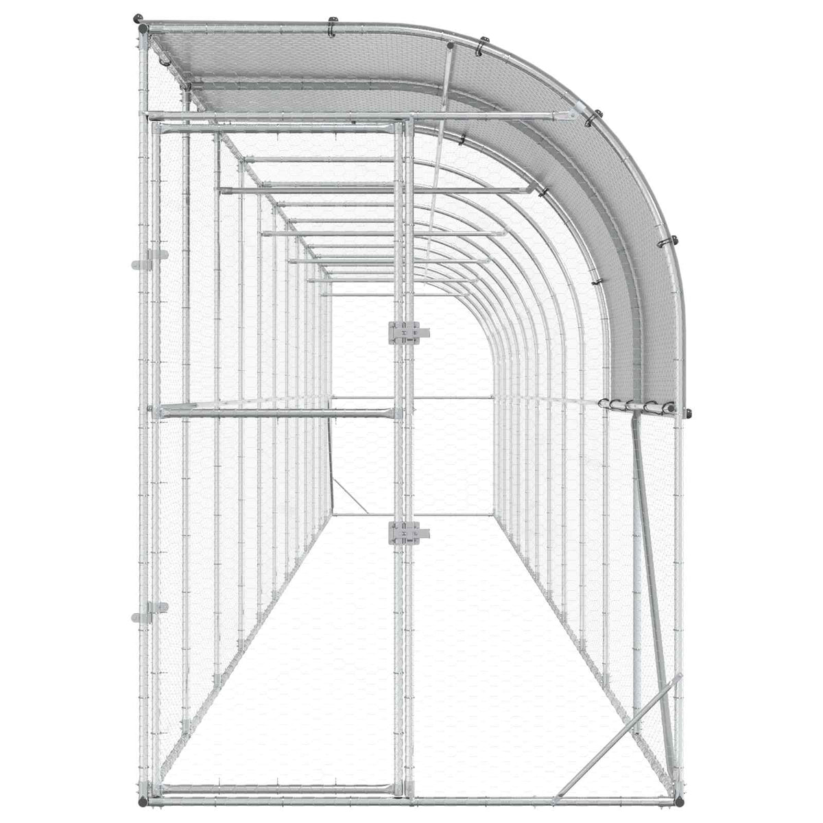 Kavez za piletinu uz zid Srebrna 1200 x 150 x 215 cm