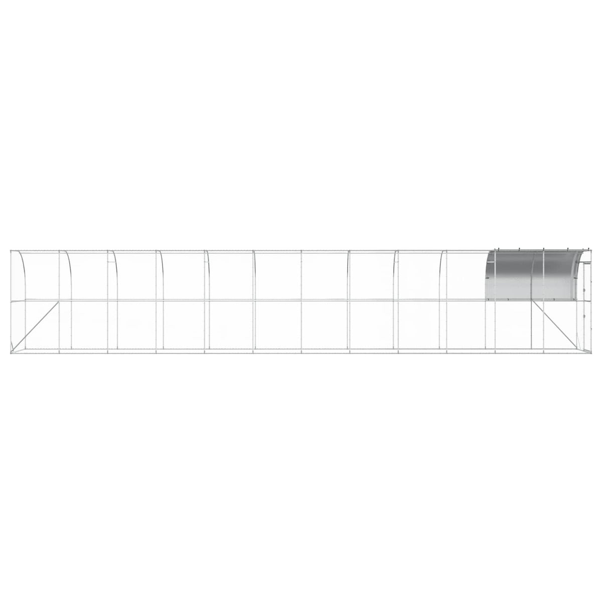 Kavez za piletinu uz zid Srebrna 1200 x 150 x 215 cm