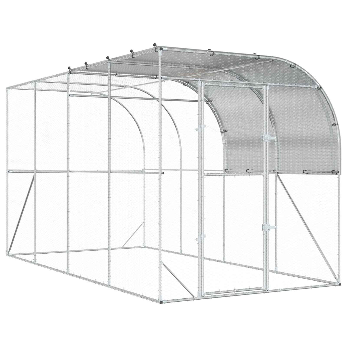 Kavez za piletinu uz zid Srebrna 400 x 200 x 215 cm