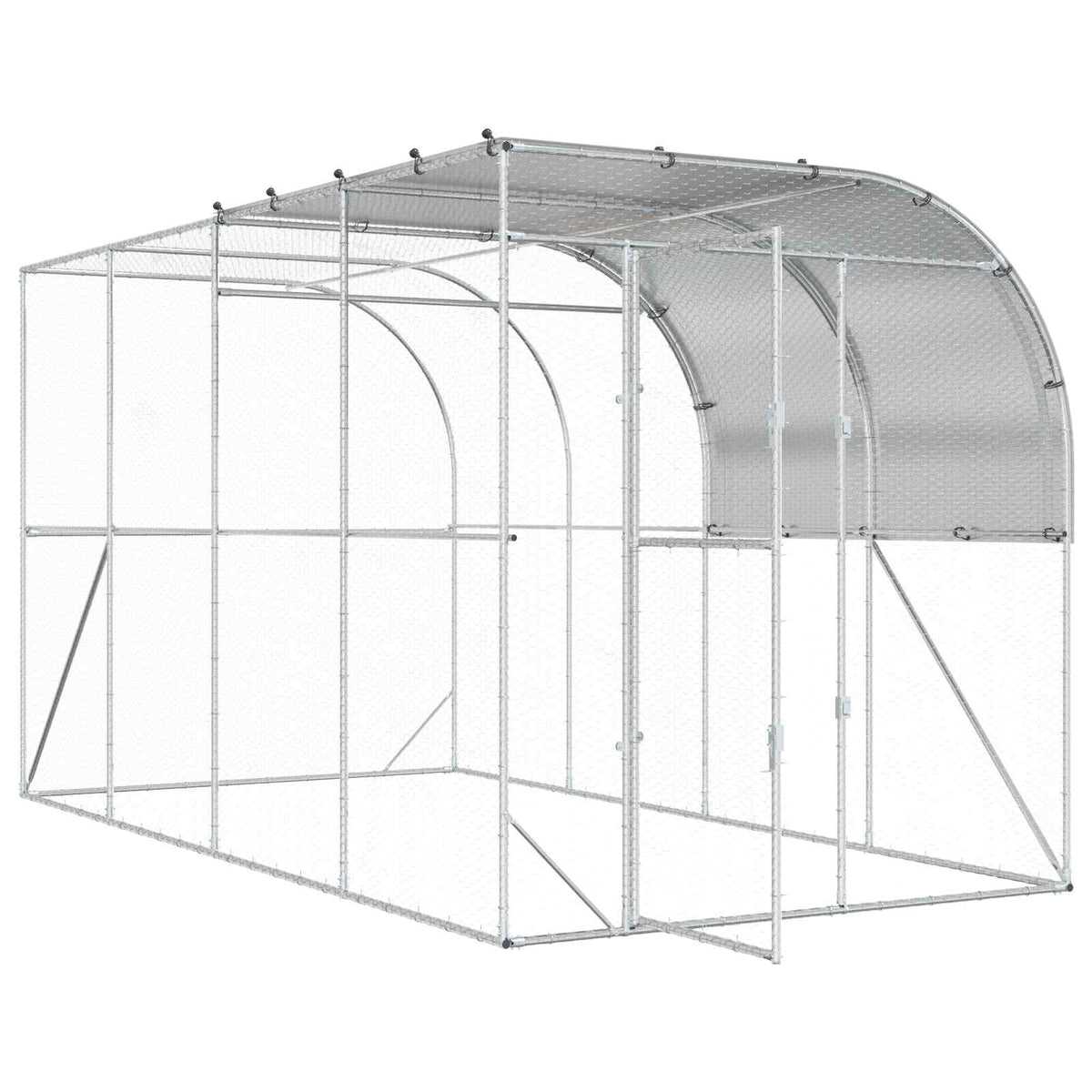 Kavez za piletinu uz zid Srebrna 400 x 200 x 215 cm