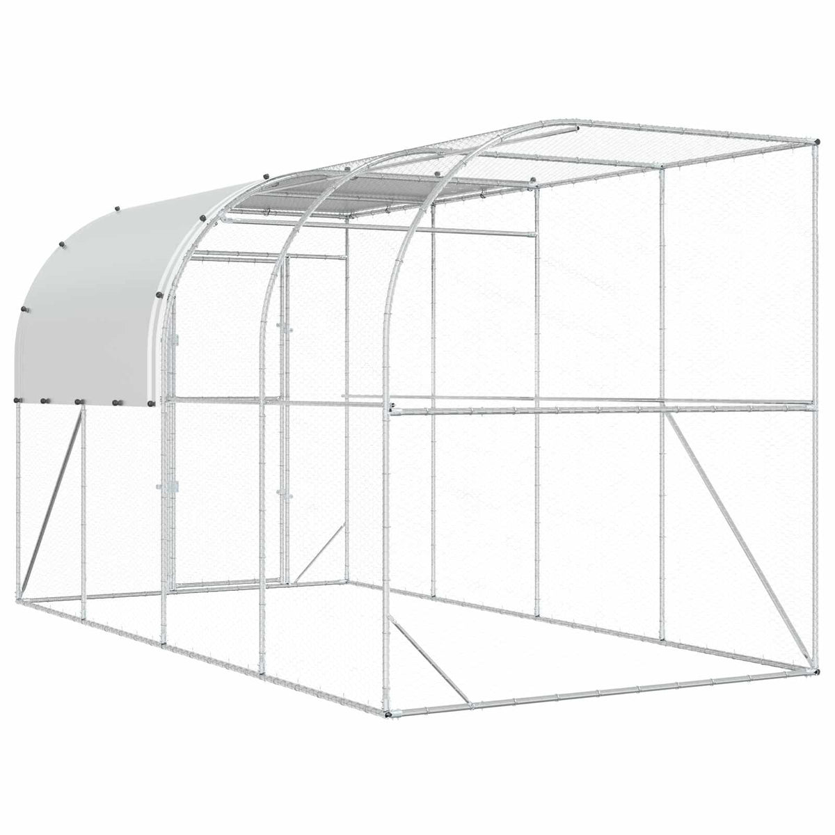Kavez za piletinu uz zid Srebrna 400 x 200 x 215 cm