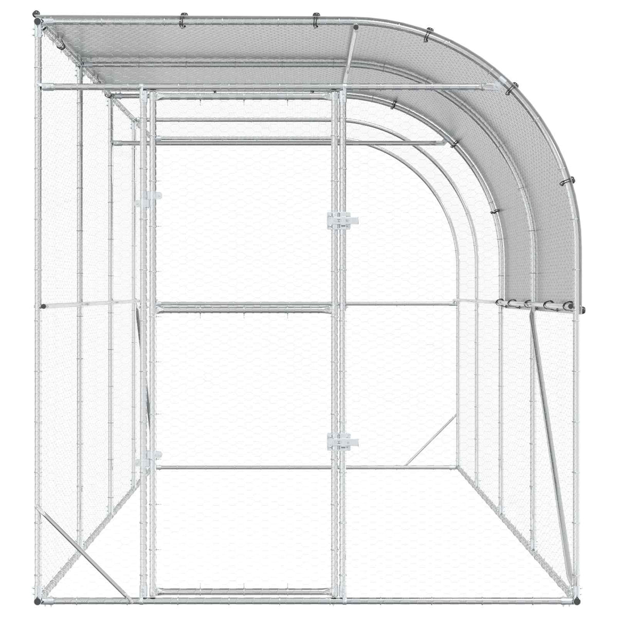 Kavez za piletinu uz zid Srebrna 400 x 200 x 215 cm