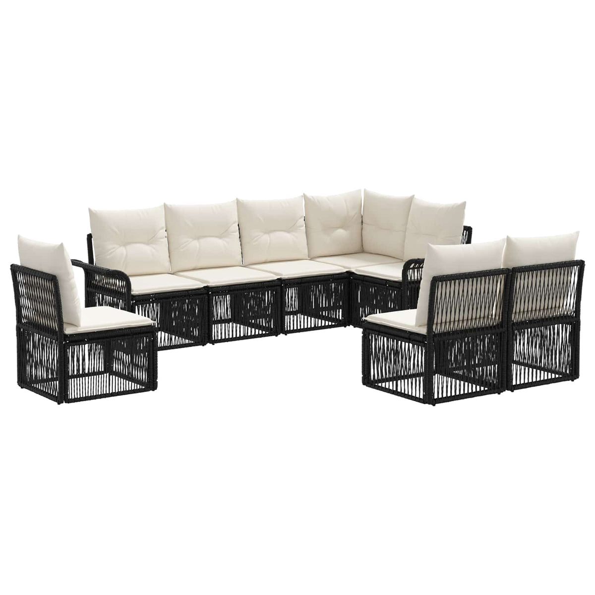 Sjedeća garnitura za vrt 8 kom. Crna poliratan 70,5 x 62 x 70 cm