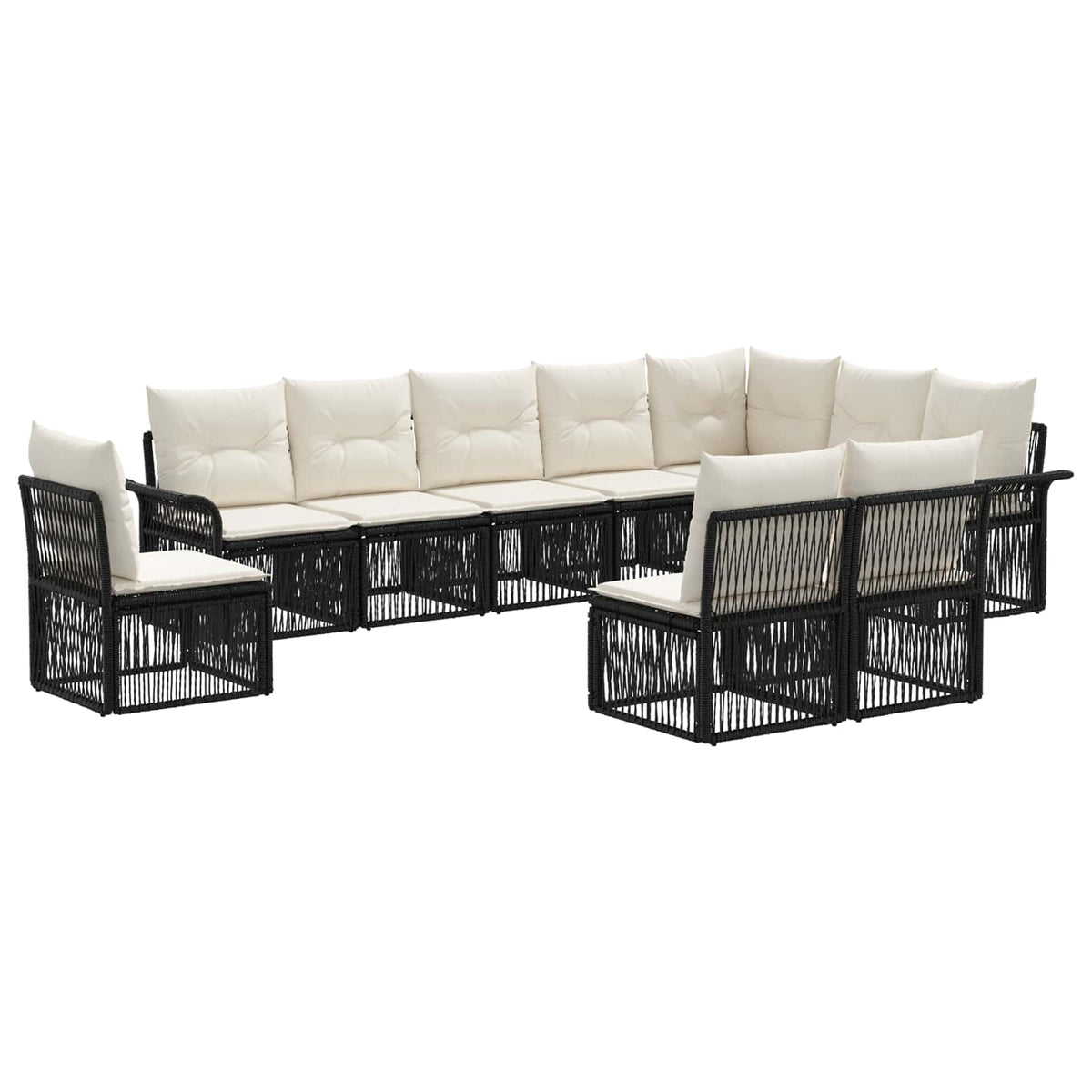 Sjedeća garnitura za vrt 10 kom. Crna poliratan 70,5 x 62 x 70 cm
