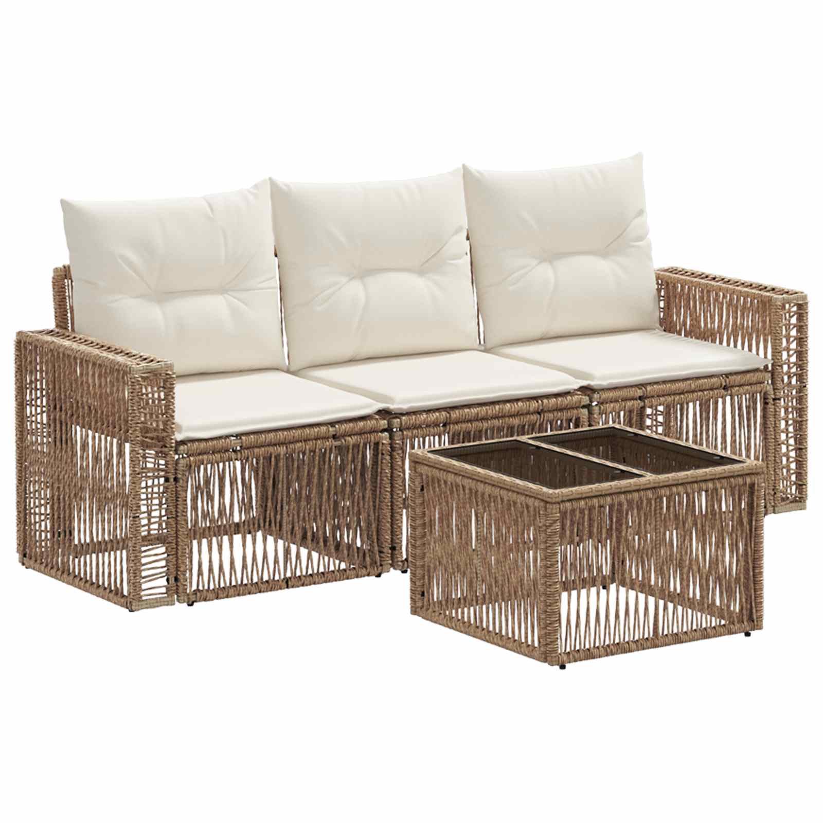Sjedeća garnitura za vrt 4 pcs Bež i krem bijela poliratan